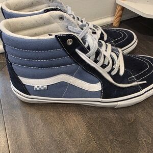 Vans Men's Blue and White High-Top Sneakers